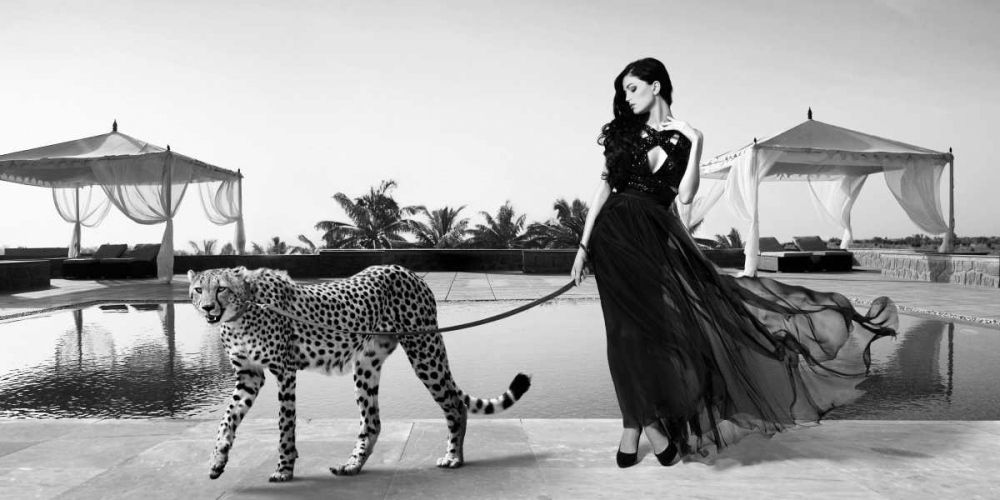 Woman with Cheetah art print by Julian Lauren for $57.95 CAD