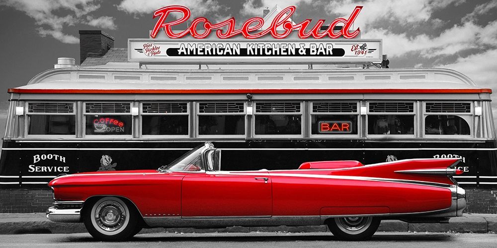 Vintage Beauty and Diner (Red) art print by Gasoline Images for $57.95 CAD