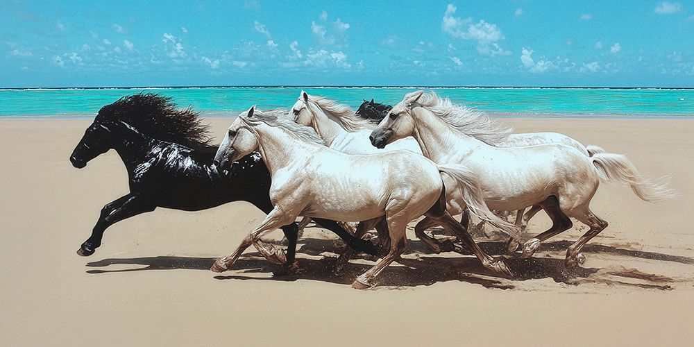 Wild Horses on a Beach (detail) art print by Pangea Images for $57.95 CAD