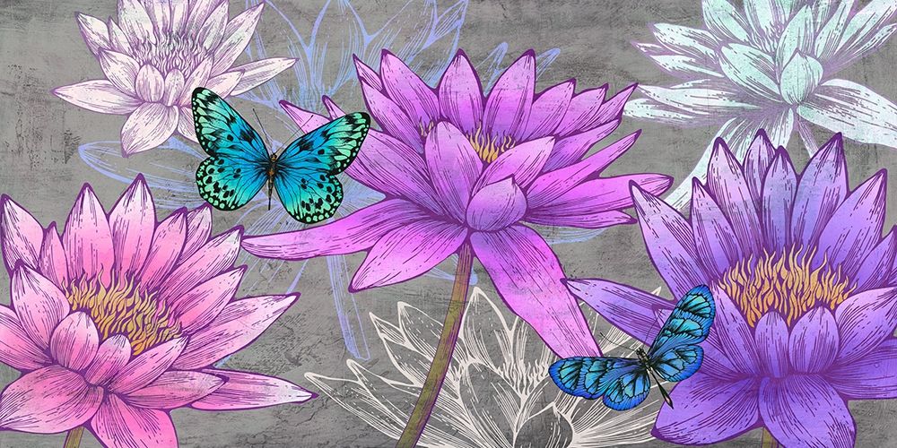 Nympheas and Butterflies (Ash) art print by Eve C. Grant for $57.95 CAD