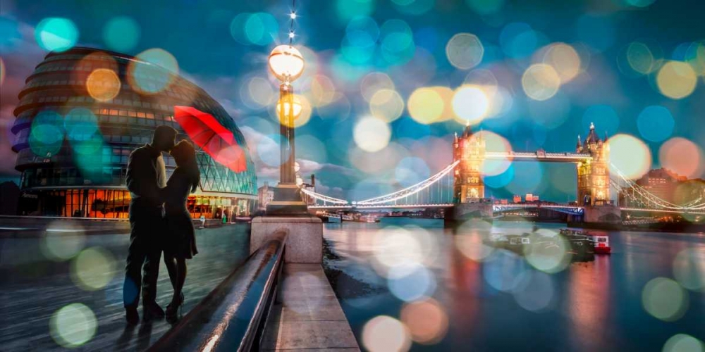Kissing in London art print by Dianne Loumer for $57.95 CAD