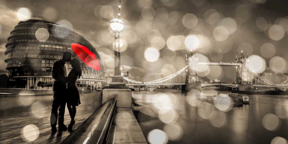 Kissing in London (BW) art print by Dianne Loumer for $57.95 CAD