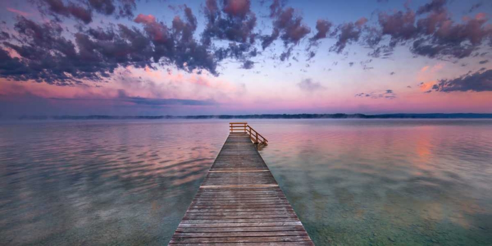 Boat ramp and filigree clouds, Bavaria, Germany art print by Frank Krahmer for $57.95 CAD