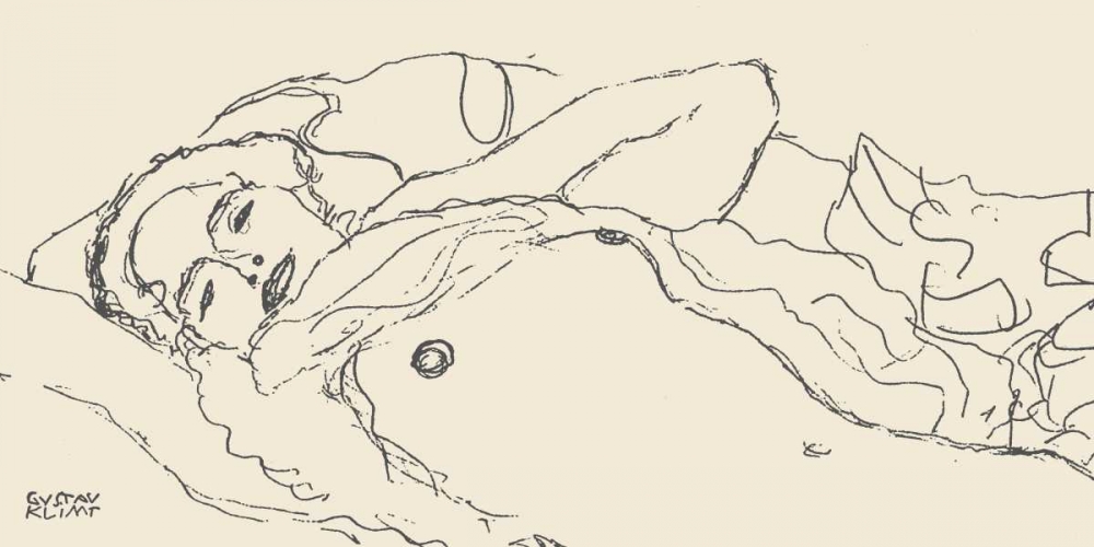 Reclined Woman art print by Gustav Klimt for $57.95 CAD