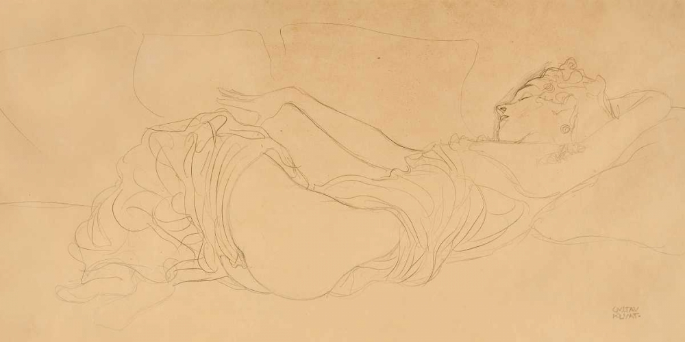 Sleeping Woman art print by Gustav Klimt for $57.95 CAD