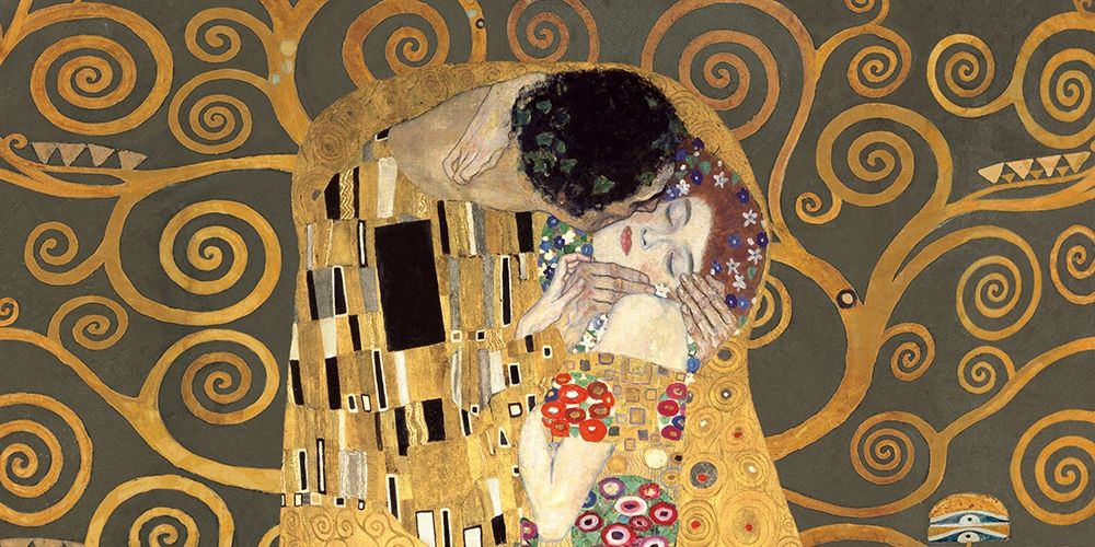 The Kiss, detail (Grey variation) art print by Gustav Klimt for $57.95 CAD