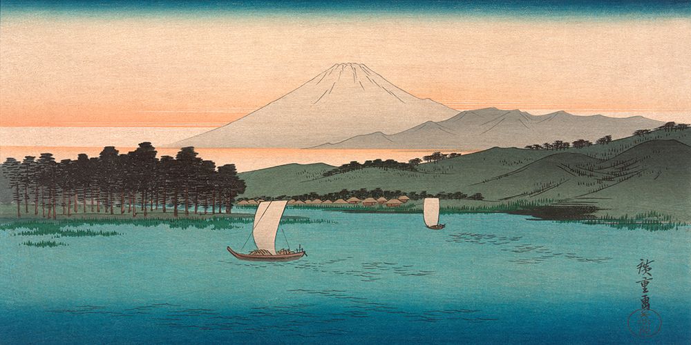 Fukeiga, Sailboats on a river art print by Ando Hiroshige for $57.95 CAD