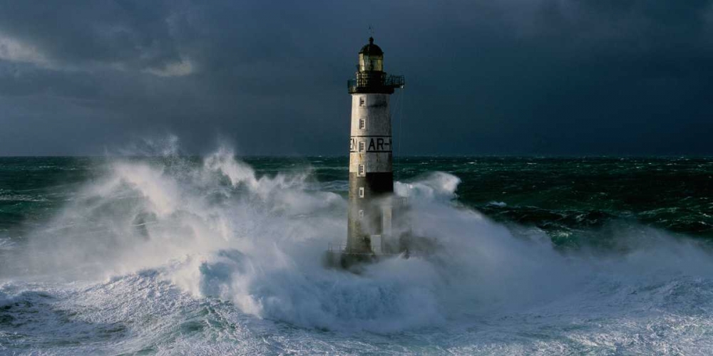 Phare d Ar-Men lors d une tempete art print by Jean Guichard for $57.95 CAD