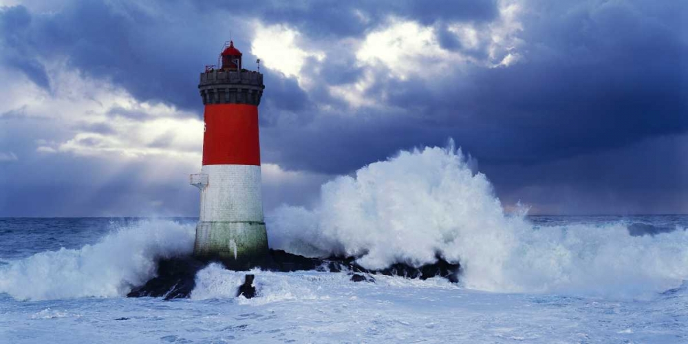 Phare des Pierres-noires lors dâ€™une tempete art print by Jean Guichard for $57.95 CAD