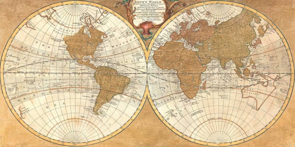 Gilded World Hemispheres I art print by Joannoo for $57.95 CAD