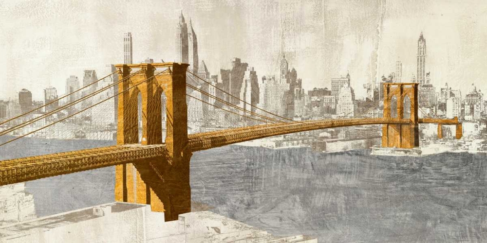 Gilded Brooklyn Bridge art print by Joannoo for $57.95 CAD