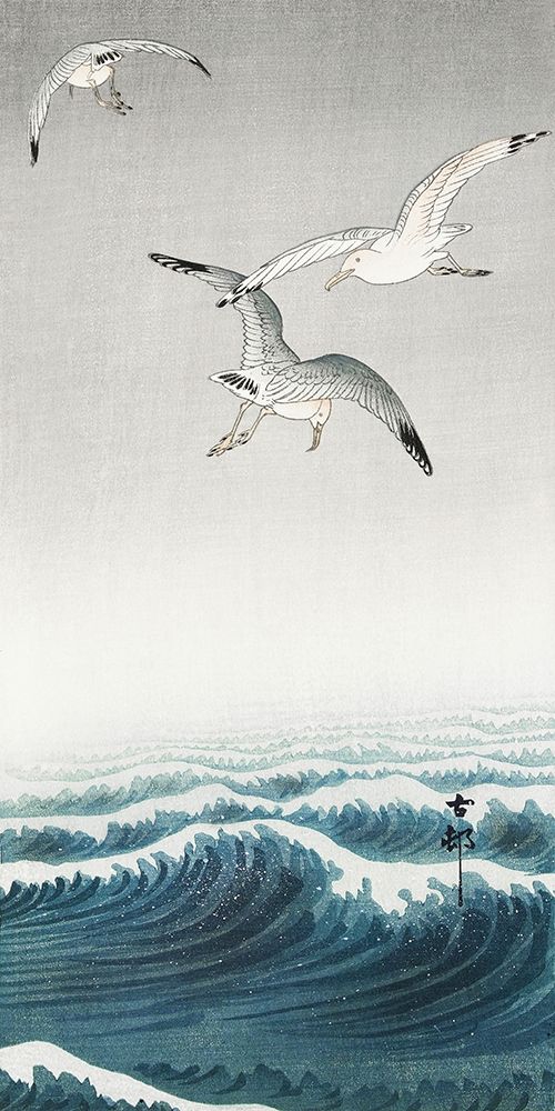 Three seagulls art print by Ohara Koson for $57.95 CAD