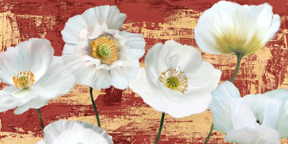 Washed Poppies (Red and Gold) art print by Leonardo Sanna for $57.95 CAD