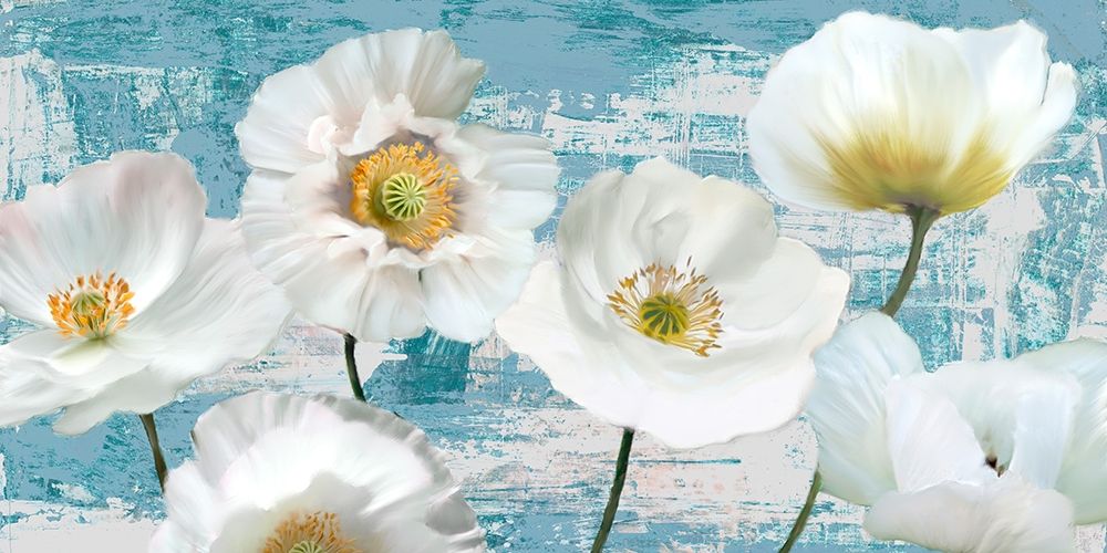 Washed Poppies (Aqua) art print by Leonardo Sanna for $57.95 CAD