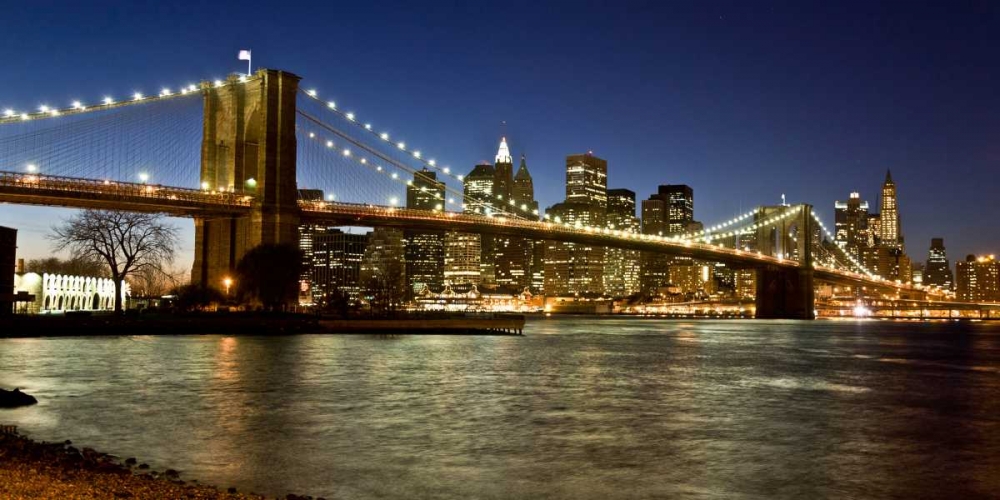 Panoramic view of Lower Manhattan at dusk, NYC art print by Michel Setboun for $57.95 CAD