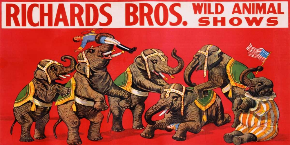 Richards Bros. Wild Animal Shows ca. 1925 art print by Anonymous for $57.95 CAD