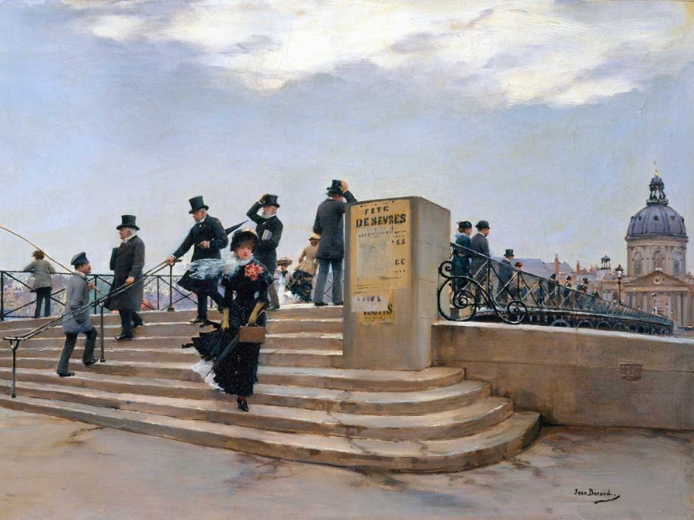 On the Pont des Arts, Paris (detail) art print by Jean Beraud for $57.95 CAD