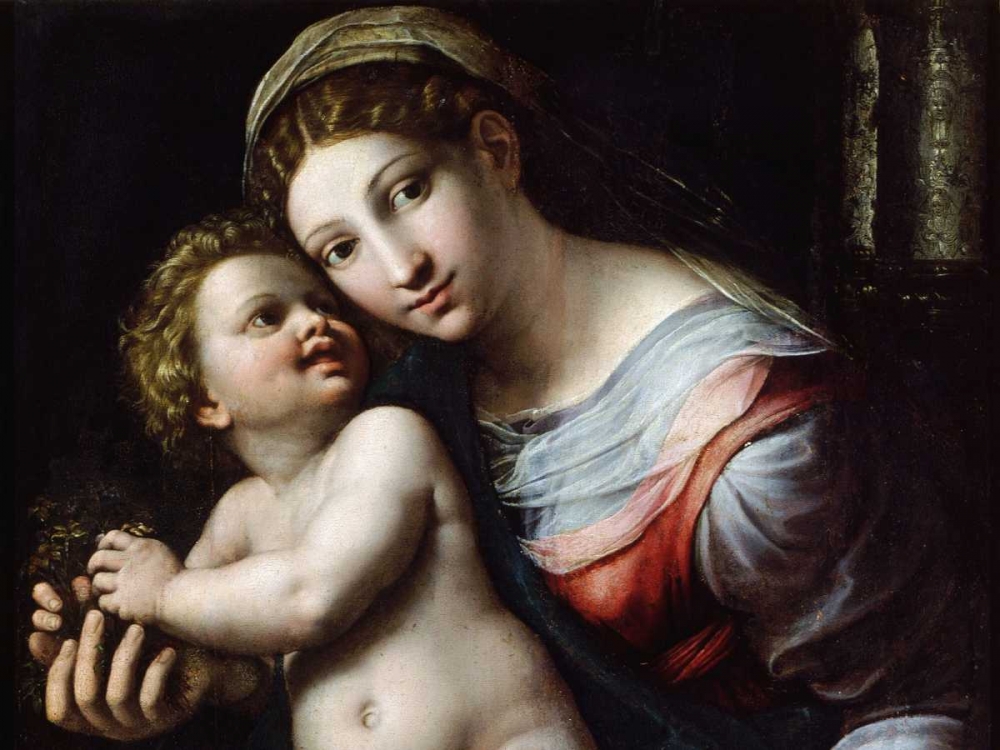 Madonna e Bambino (detail) art print by Giulio Romano for $57.95 CAD