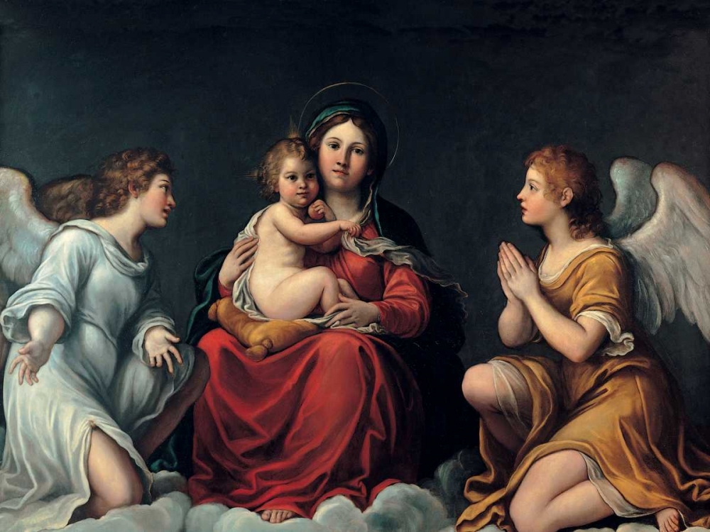 Madonna con Bambino ed angeli art print by Francesco Albani for $57.95 CAD