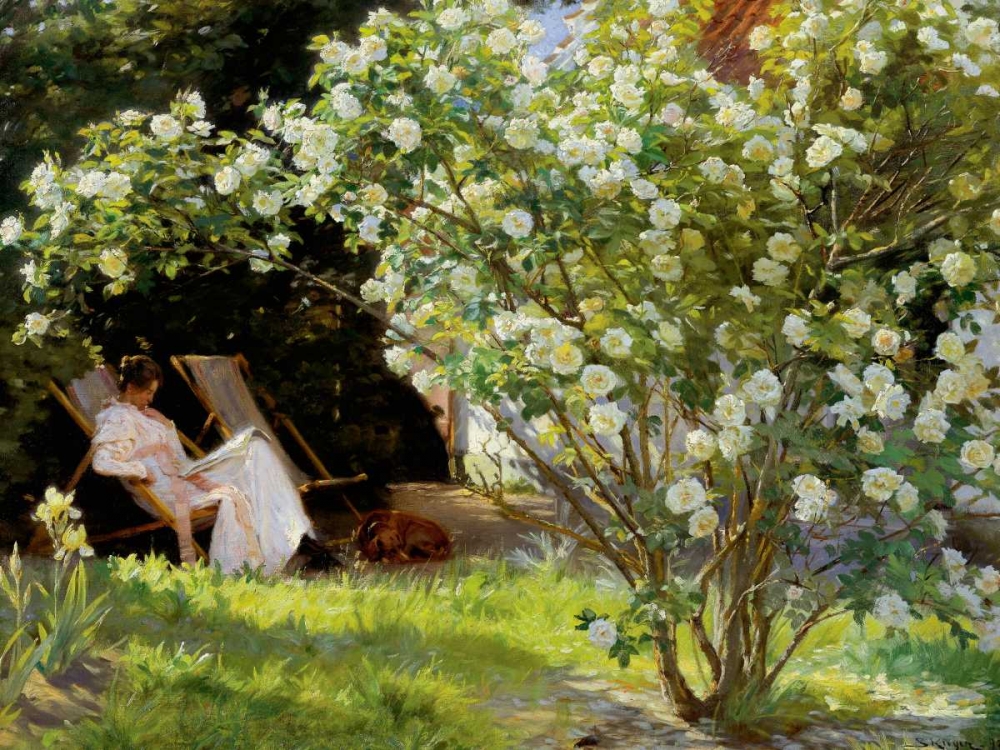 Seated in the garden of roses art print by Peder Severin Kroyer for $57.95 CAD