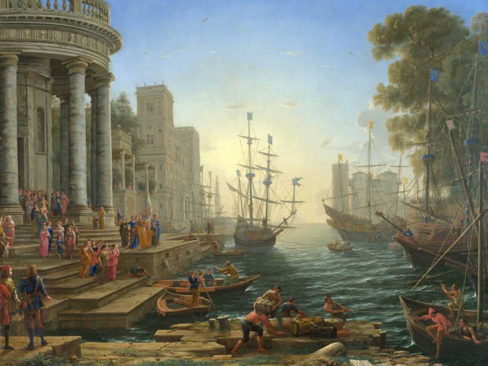 Seaport with the embarkation of Saint Ursula art print by Claude Gellee for $57.95 CAD