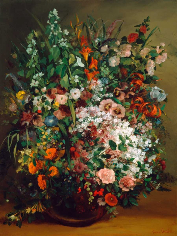 Bouquet of flowers in a vase art print by Gustave Courbet for $57.95 CAD