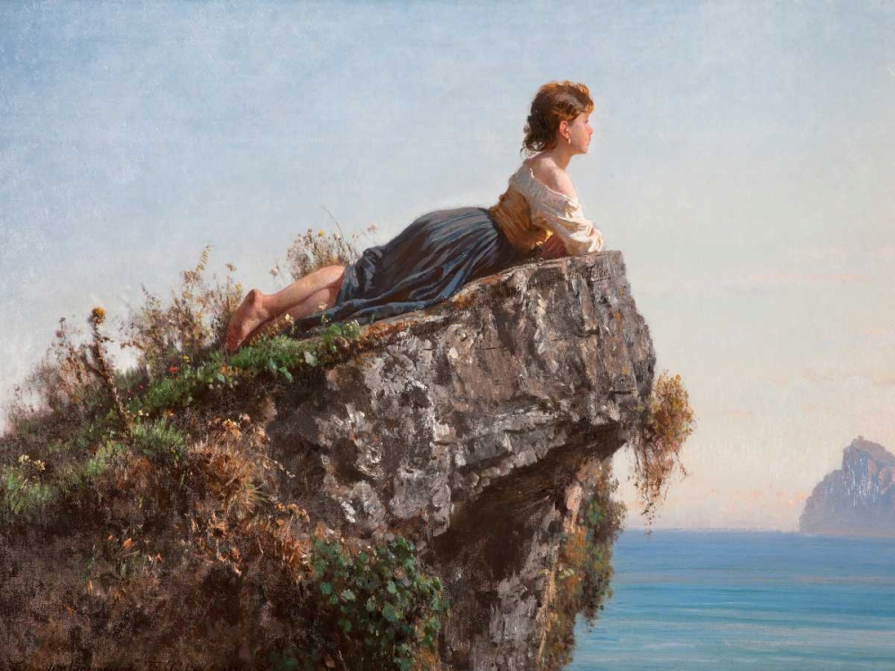 La fanciulla sulla roccia a Sorrento art print by Filippo Palizzi for $57.95 CAD
