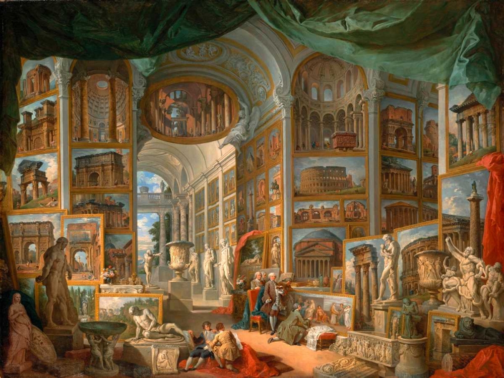 Galleria con vedute di Roma antica art print by Giovanni Paolo Panini for $57.95 CAD