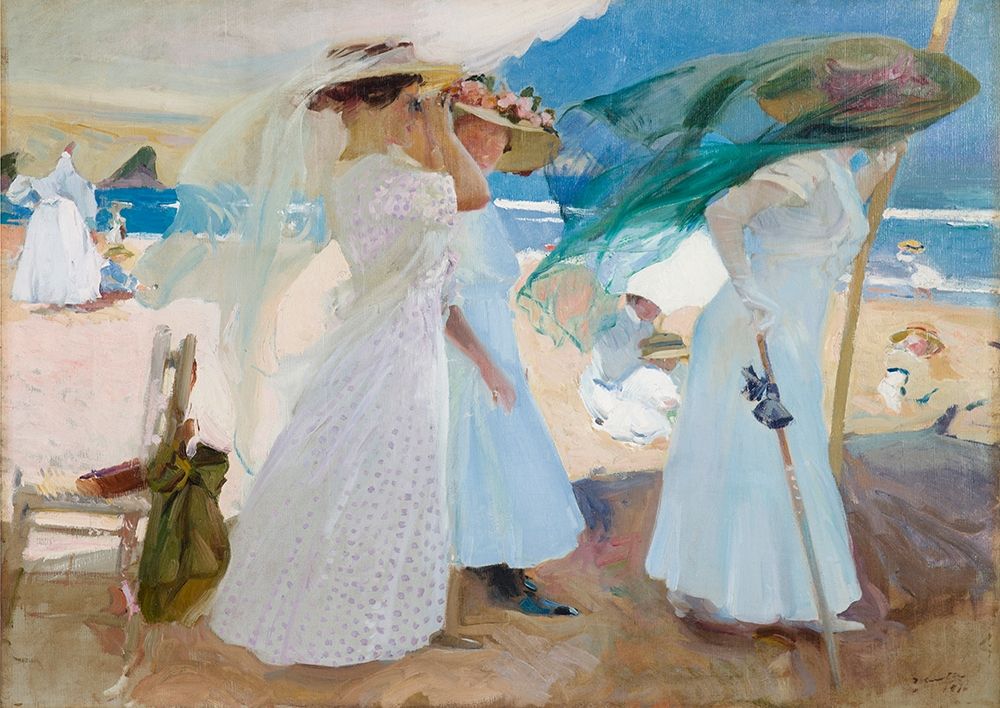 Under the Awning- Zarauz art print by Joaquin Sorolla y Bastida for $57.95 CAD