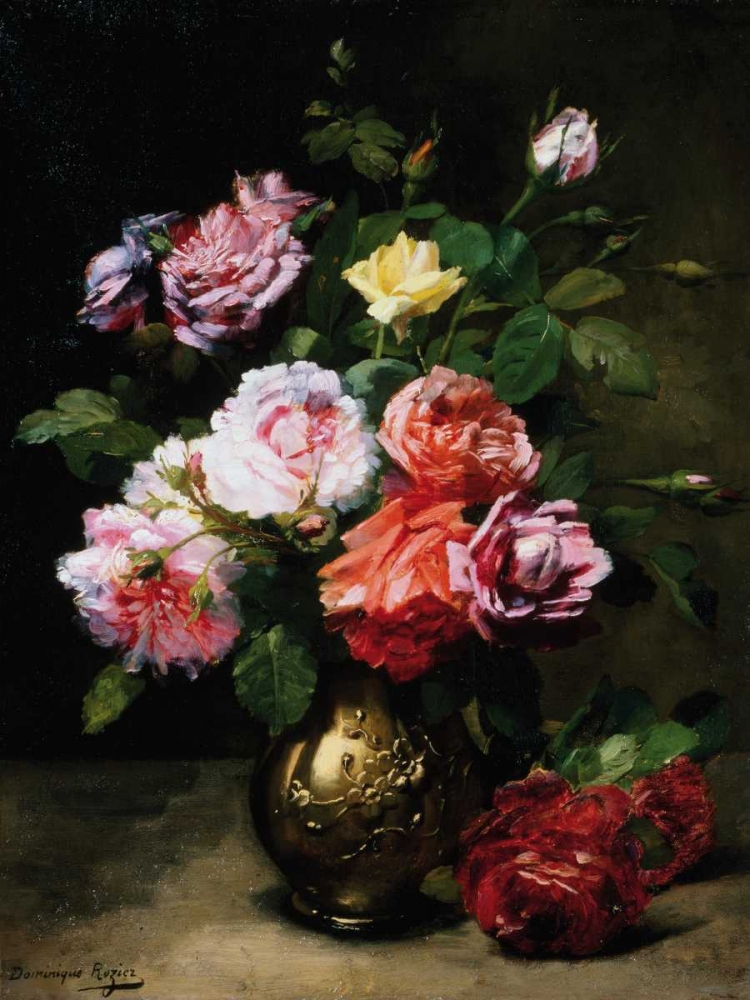 Painting of Roses in a Vase art print by Dominique Rozier for $57.95 CAD