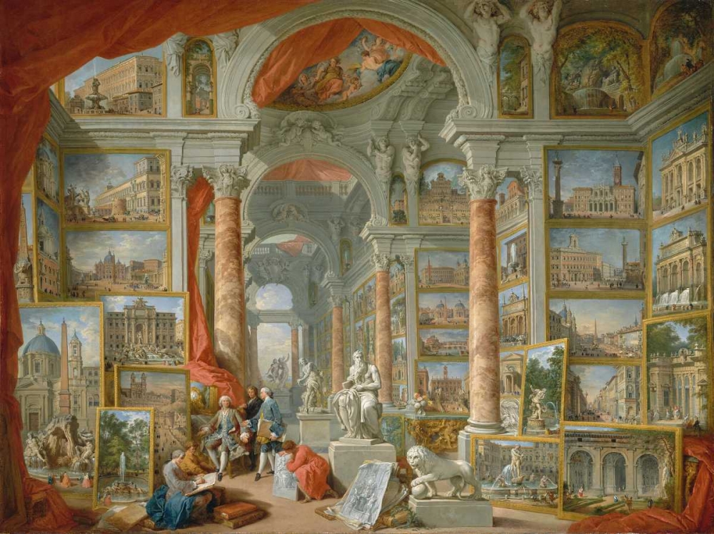 Galleria con vedute di Roma antica art print by Giovanni Paolo Panini for $57.95 CAD