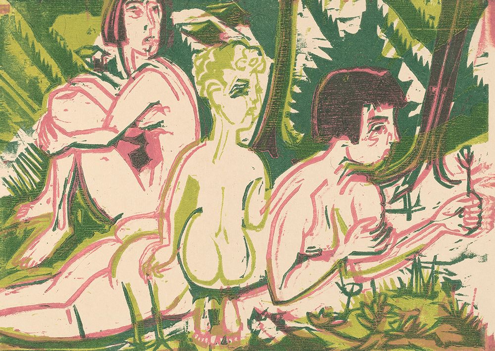 Nude Women with a Child in the Forest art print by Ernst Ludwig Kirchner for $57.95 CAD