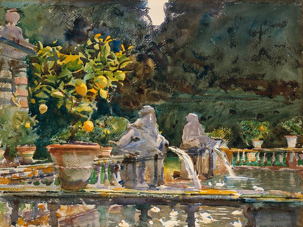 Villa di Marlia, Lucca (A Fountain) art print by John Singer Sargent for $57.95 CAD