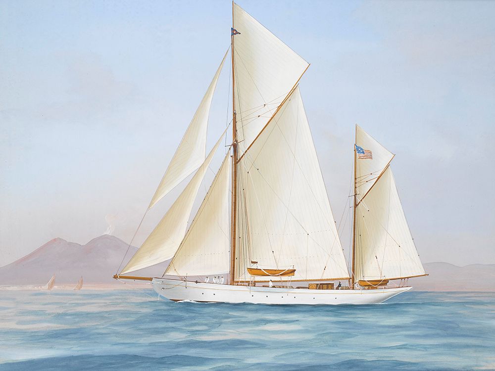 The racing Ketch Xarifa in the Bay of Naples - 1913 art print by Antonio De Simone for $57.95 CAD