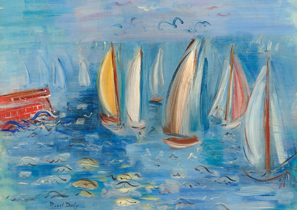 Regates a la jetee rouge au havre art print by Raoul Dufy for $57.95 CAD