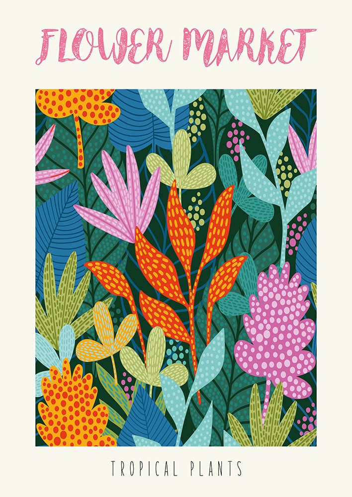 Flower Market: Tropical plants art print by Atelier Deco for $57.95 CAD