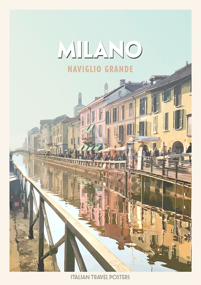 Milano: Naviglio grande art print by Atelier Deco for $57.95 CAD