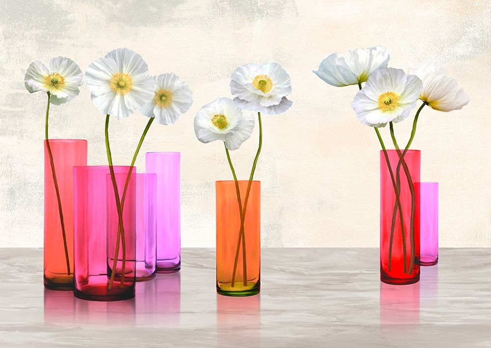 Poppies in crystal vases (Purple palette) art print by Ann Cynthia for $57.95 CAD
