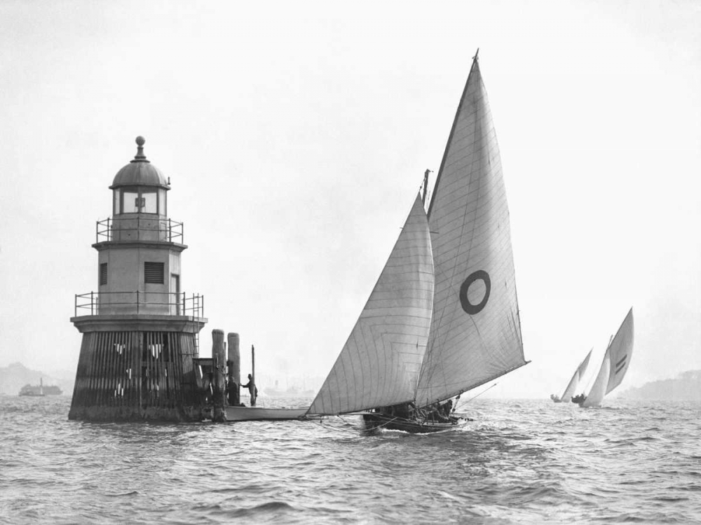 Sloop and Channel Pile Light on Sydney Harbour art print by Anonymous for $57.95 CAD