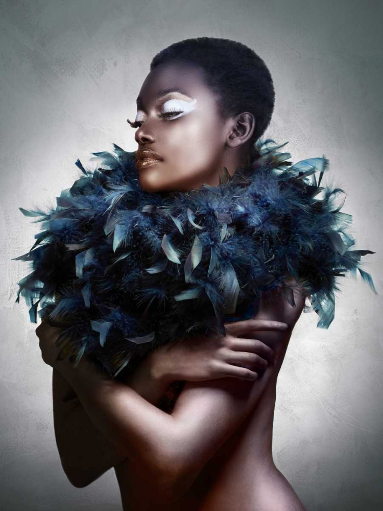 Woman with Feathered Scarf art print by Julian Lauren for $57.95 CAD