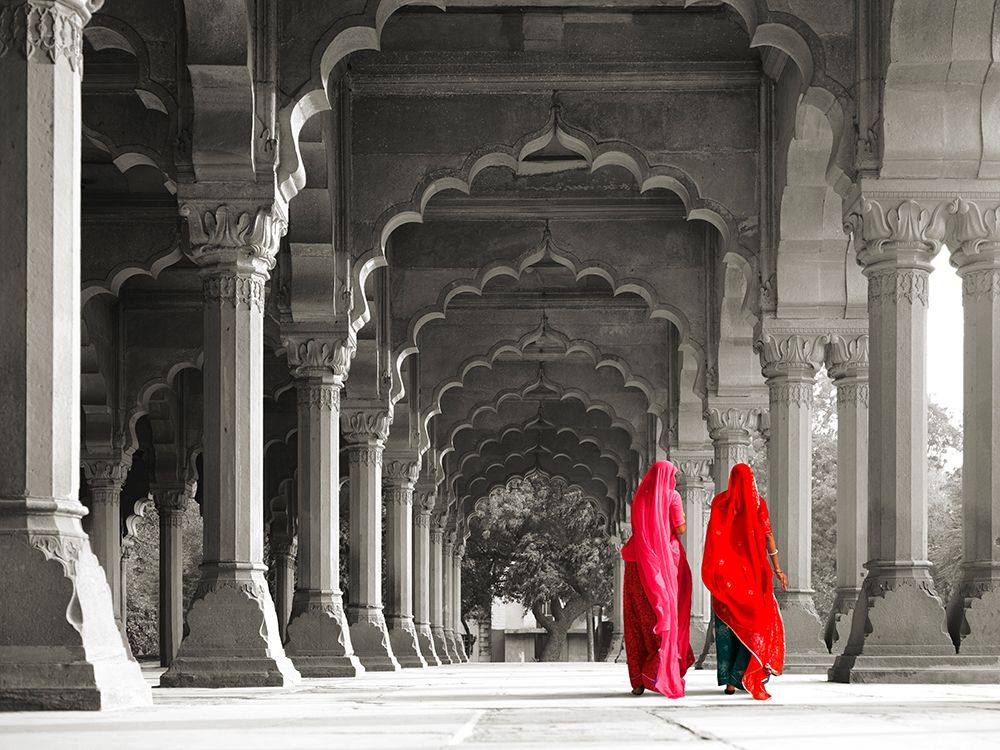 Women in traditional dress, India (BW) art print by Pangea Images for $57.95 CAD
