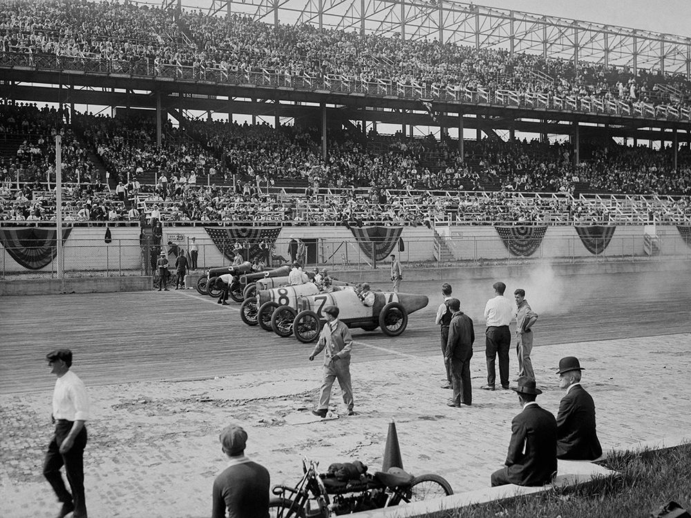Cars at the start line of the Sheepshead Bay Race Track, New York, 1918 art print by Anonymous for $57.95 CAD