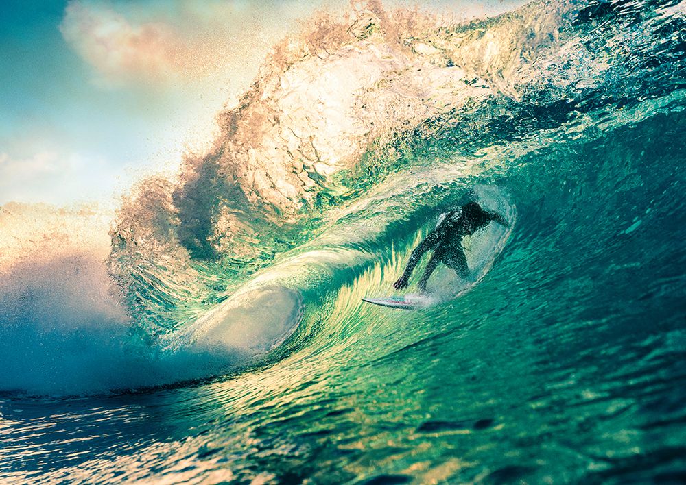 Surfing at Sunset-Australia art print by Pangea Images for $57.95 CAD