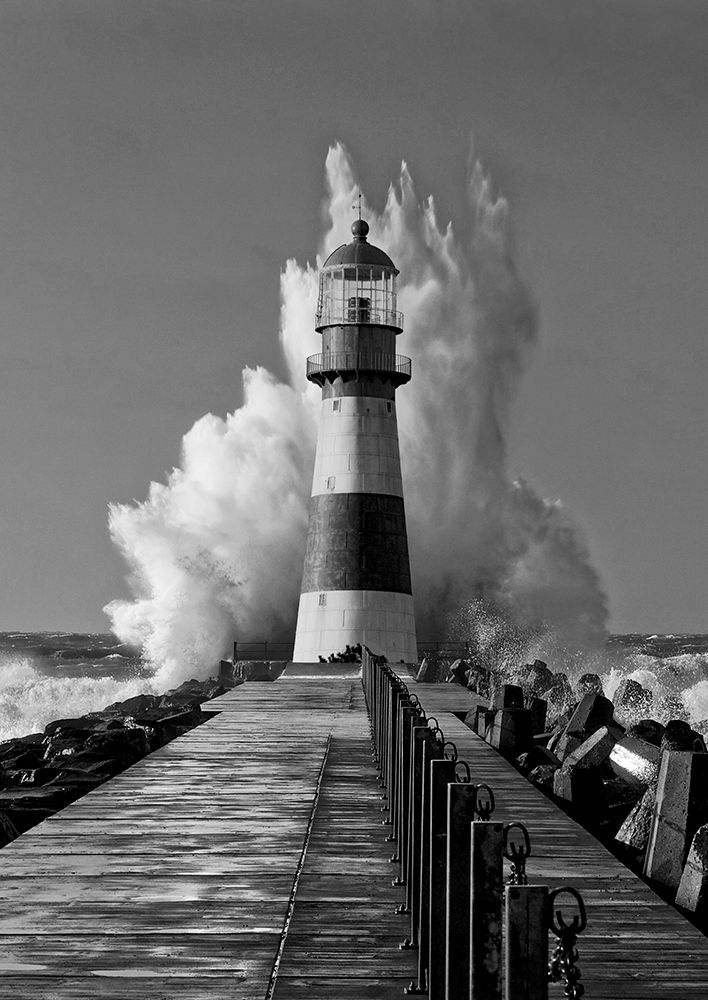 Lighthouse in the Mediterranean Sea (detail, BAndW) art print by Pangea Images for $57.95 CAD