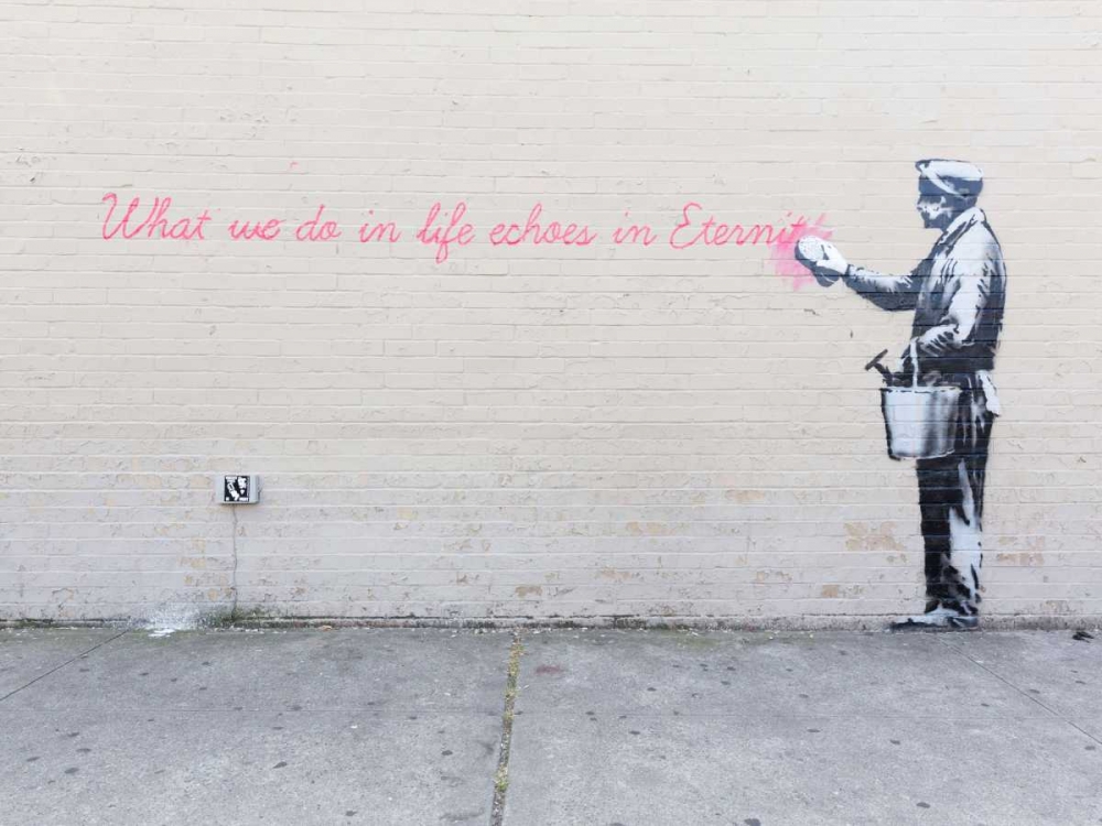 68th Str-38th Avenue Queens NYC-graffiti attributed to Banksy art print by Anonymous for $57.95 CAD
