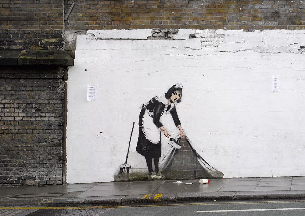 Regents Park Rd, Camden, London (graffiti attributed to Banksy, detail) art print by Anonymous (attributed to Banksy) for $57.95 CAD