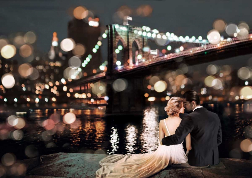Kissing in a NY Night art print by Dianne Loumer for $57.95 CAD