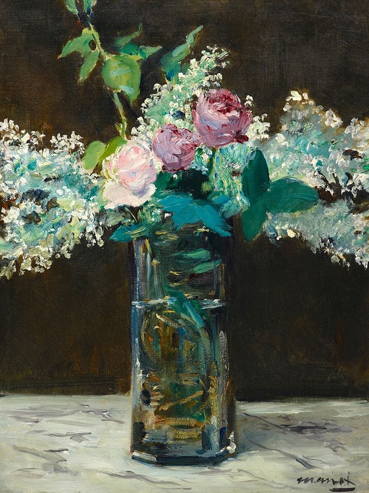 Vase of White Lilacs and Rose art print by Edouard Manet for $57.95 CAD