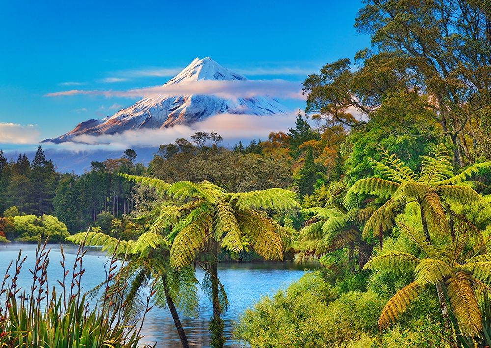 Taranaki Mountain and Lake Mangamahoe- New Zealand art print by Frank Krahmer for $57.95 CAD