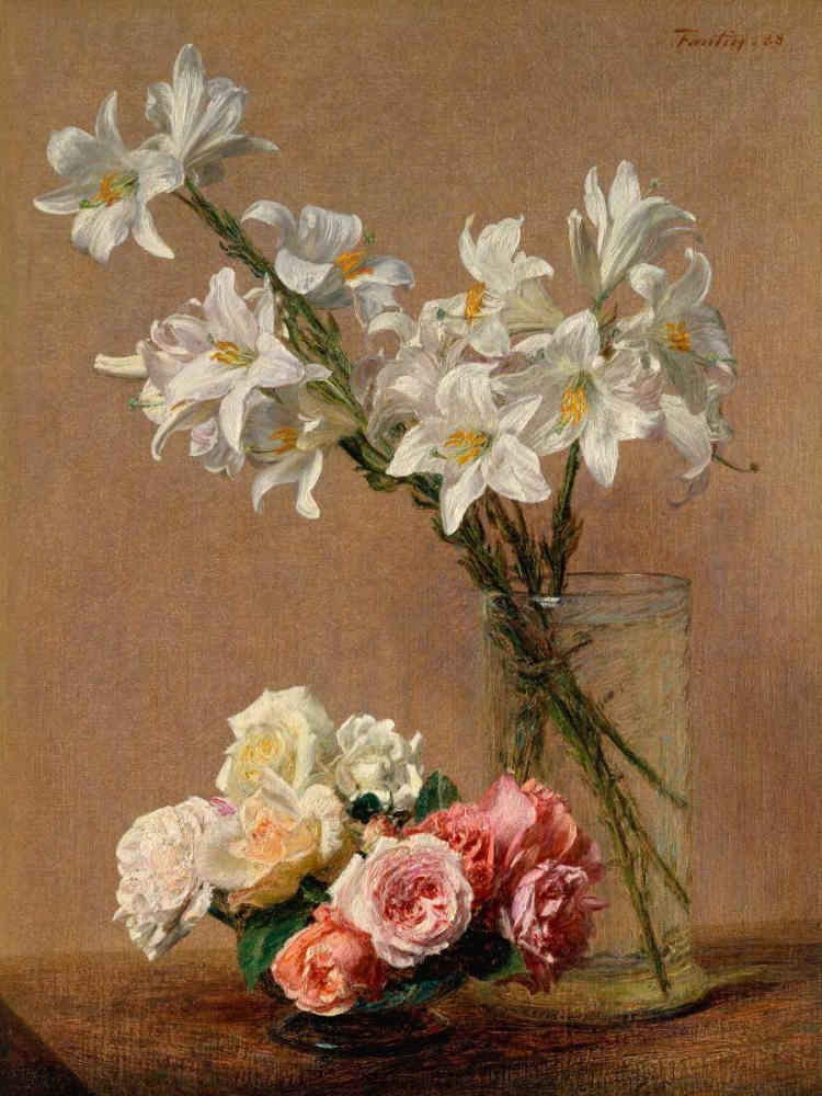 Roses and Lilies art print by Henri Fantin-Latour for $57.95 CAD